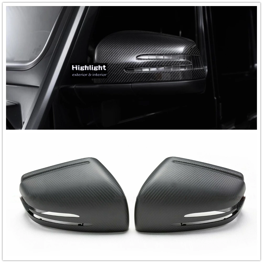 Matte Dry Carbon Fiber Mirror Cover For Mercedes Benz G W463 X166 W166 GLE GLS Car Exterior Rear View Caps Side Case Replacement