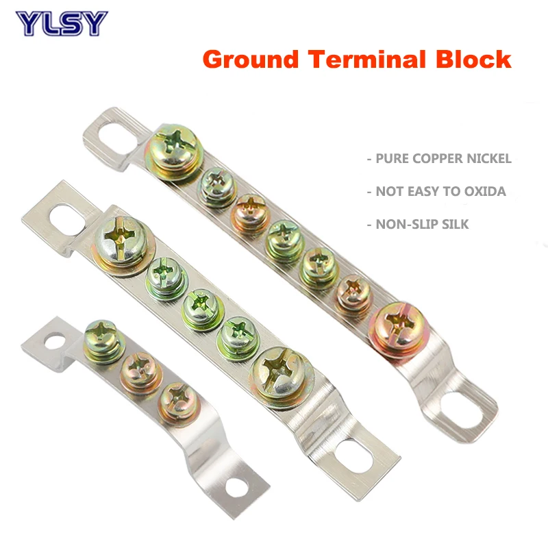 Zero Row 3 5 7 10 Holes Distribution Cabinet Neutral Brass Ground Terminal Block Wire Connector Bar 2*15 2*20 2.5*25 3.0*30mm