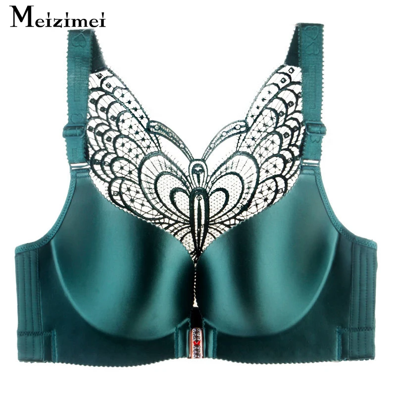 Meizimei Sexy Seamless Front Closure Bra Big  Butterfly Adjustable Push Up Plus Size  for Women Large Size C D E Cup Brassiere