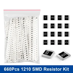 Kit de resistencias SMD 660, Kit surtido de 1ohm-1M ohm 1210 33 valores 1R 3R3 5R1 10R 22R 47R 62R 82R 100R 150R 330R 1M, 5% unids/lote