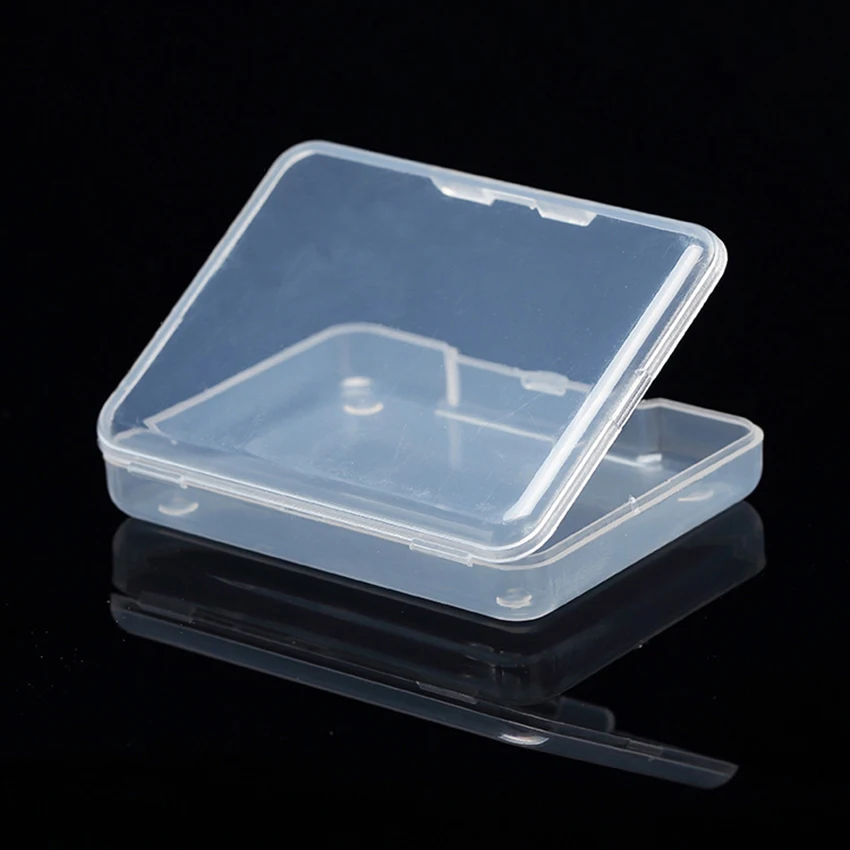 Clear Plastic Beads Storage Containers Box with Hinged Lid for Beads and More, Rectangular Empty Mini Box 6.8x 5.2x 1.1cm