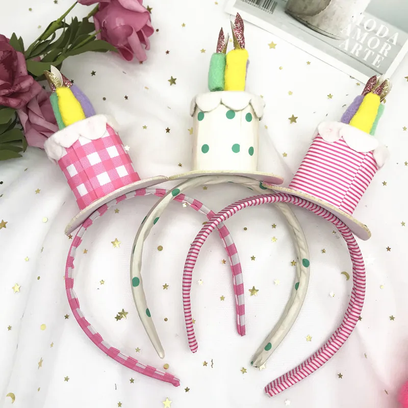 New Birthday Decoration Party Headdress, Birthday Cake Candle Hat Headband, Funny Hair Accessories Personality Headband