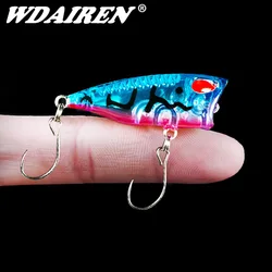 Mini leurres de pêche Popper, 4cm, 3.2g, appât dur Élflottant en surface, matériel pour truite, bar, carpe, 1 pièce