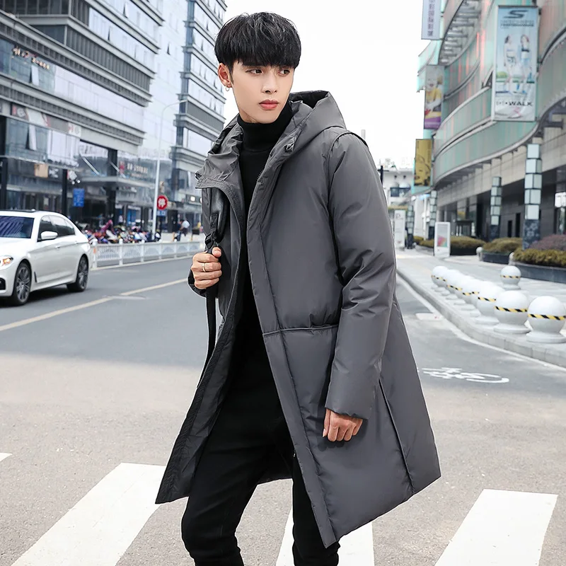 2020 Winter Men's Coat Down Duck Explosion New Mid-length Hood Zipper Pocket Windproof Thicken Warm Leisure Coat Good Price7805