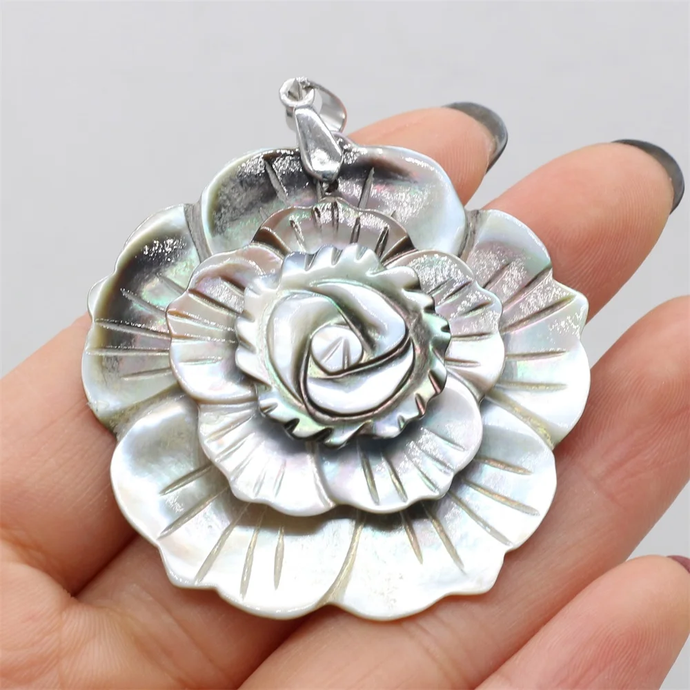 Natural Abalone Shell Pendant Flower shape Mother of Pearl Exquisite charms For jewelry making DIY Necklace accessories