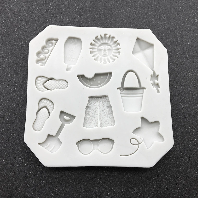 Sun Slipper Sandy Beach Silicone Sugarcraft Mold Chocolate Cupcake Baking Fondant Cake Decorating Tools