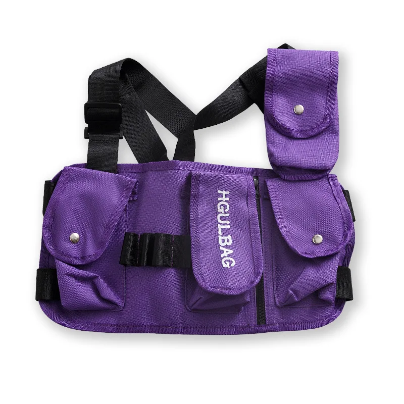 Kid Cool Black Purple Military Tactical Bag Hip Hop Dance Accessories for Girls Boys