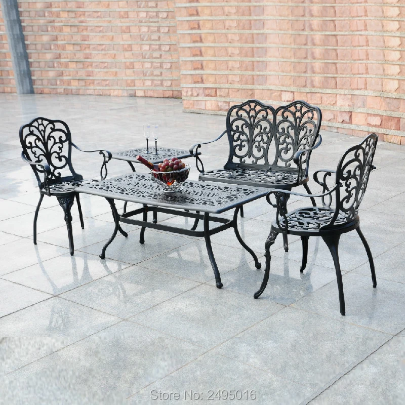 

MIni tea set 4-Piece Outdoor aluminum sofa Patio Coffee set garden Furniture Blacony Couch lesisure conversation set