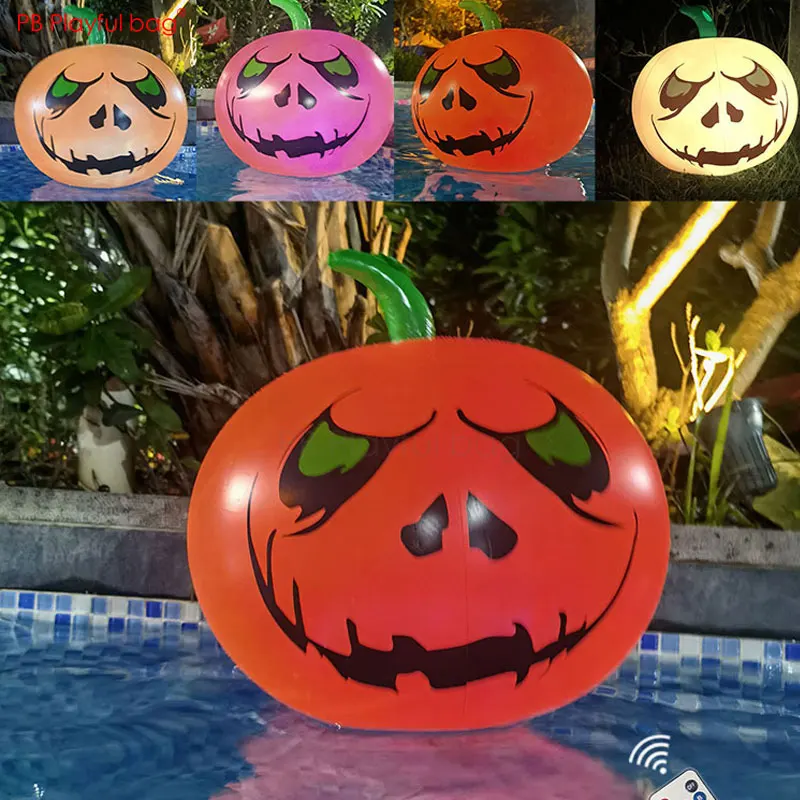 

Playful bag 2021 Inflatable Pumpkin Remote control Led Toys New Halloween party decoration 16-inch Horror eyeball toy AB82