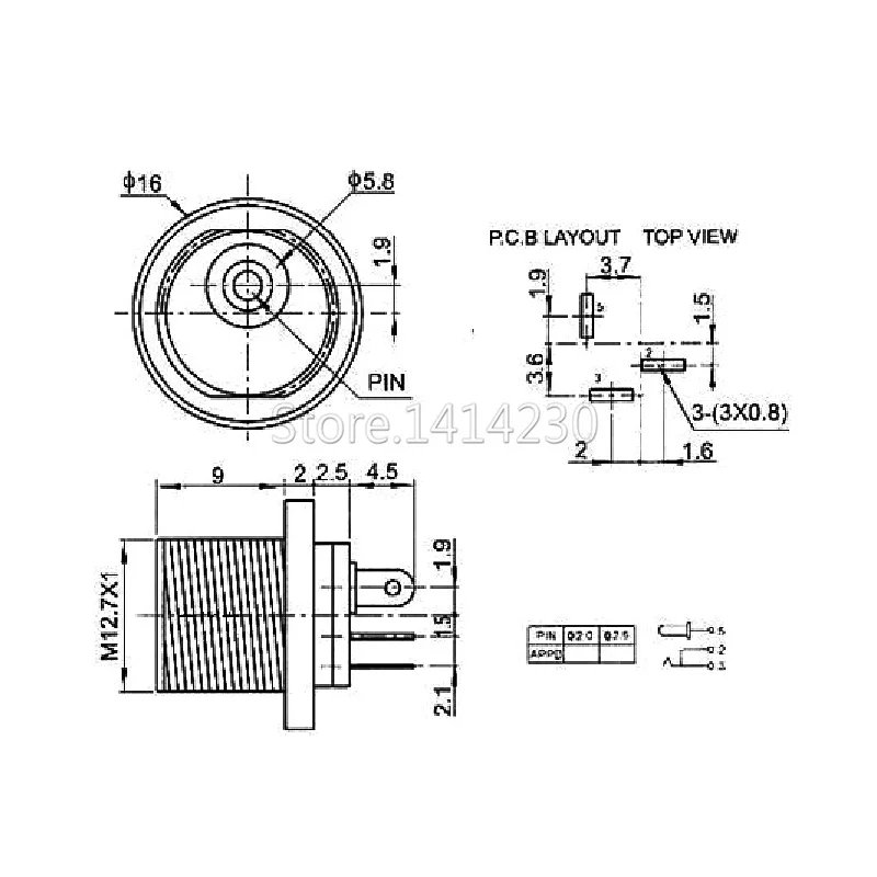 10PCS Hight Quality DC Power Female Socket 5.5x2.5mm with waterproof cap with screws Opening 11mm