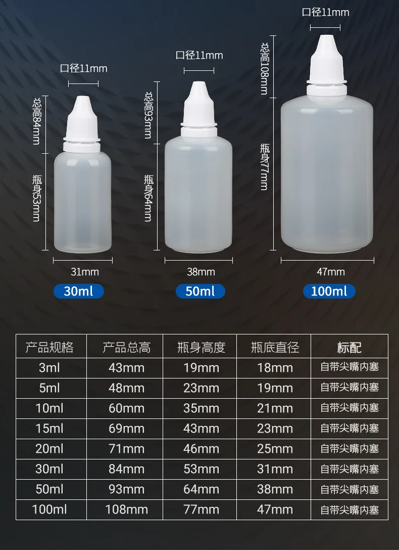 5 Stück 3ML/5ML/10ML/15ML/20ML/30ML/50ML Großhandel Augentropfenfläschchen Nachfüllbare Leere Plastik-Quetschflaschen für Reisen und Farben – Detail 10