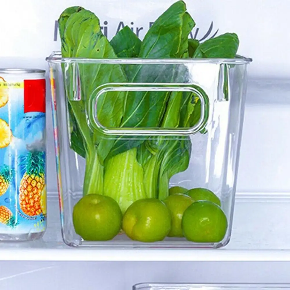 Refrigerator Organizer Bin Stackable Fridge Food Storage Box With Handle Clear Plastic Pantry Home Food Freezer Organizer Tools