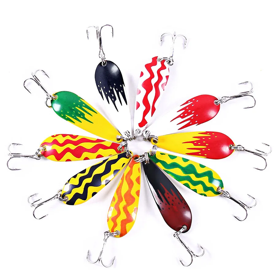 10pcs Spinner Spoon Bass Trout Hard Bait Artificial Crankbait Wobbler For Fishing Lure Set Sequins Metal Small Noise Paillette