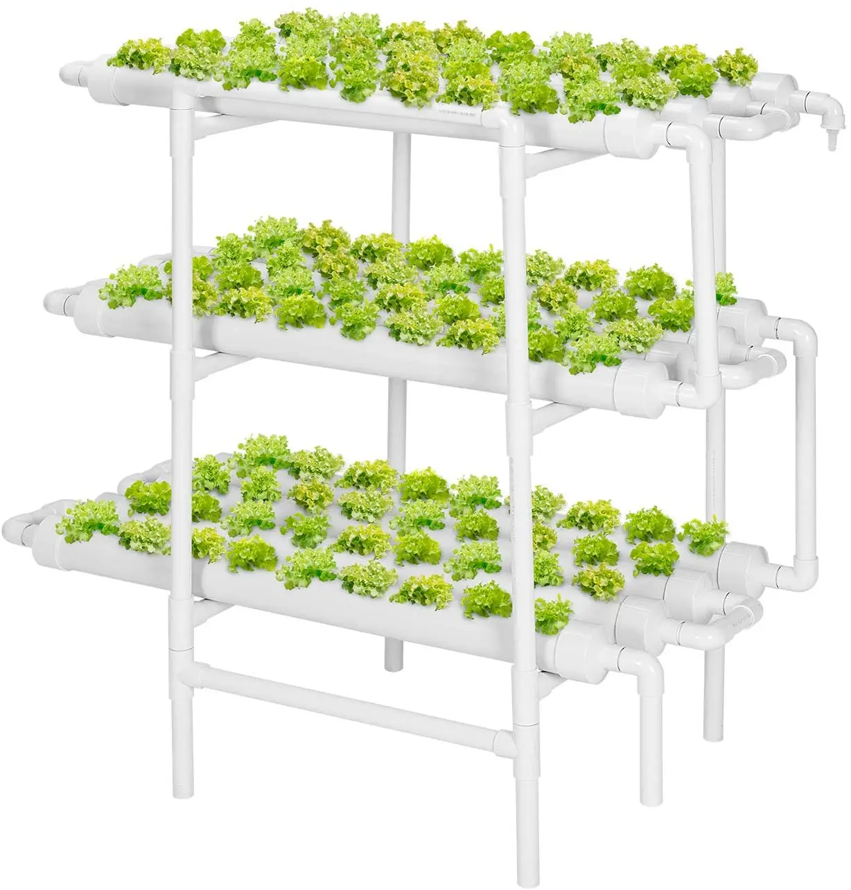 Home Garden Soilless Culture 3 Layers 108 Plant Sites 12 PVC Pipes Hydroponics Growing System Kit