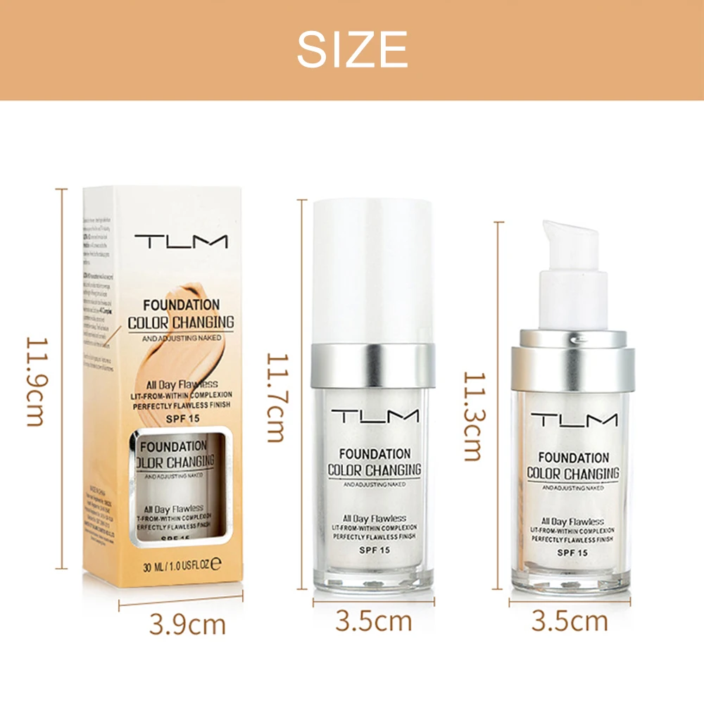 30ML TLM Color Changing Liquid Foundation Oil-control Face Cover Concealer Long Lasting Makeup Skin Tone Foundation Dropshipping