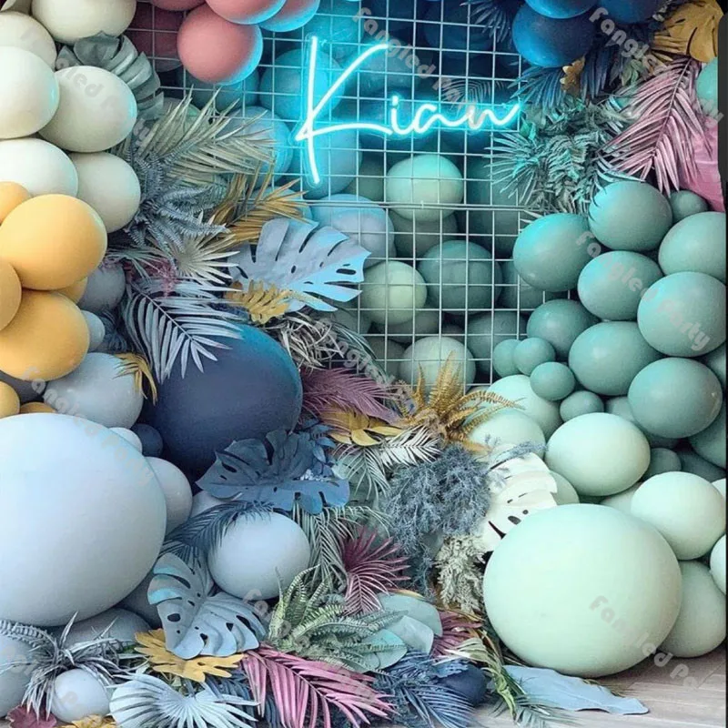 

159pcs Sage Green Matte Navy Blue Lemon Ballon Garland Dusty Pink Macaron Mint Blue Baby Shower Gender Reveal Birthday Party Kit