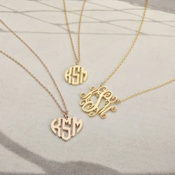 Customized Monogram Necklace Pendant Stainless Steel Personalized Three Initials Letters Choker Necklaces For Women Gifts