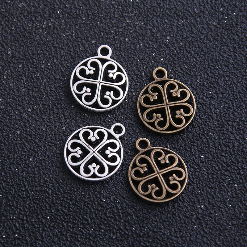 20PCS 15*18mm Two Color Fashion Hollow Out Round Charms Jewelry Metal Alloy Jewelry Marking