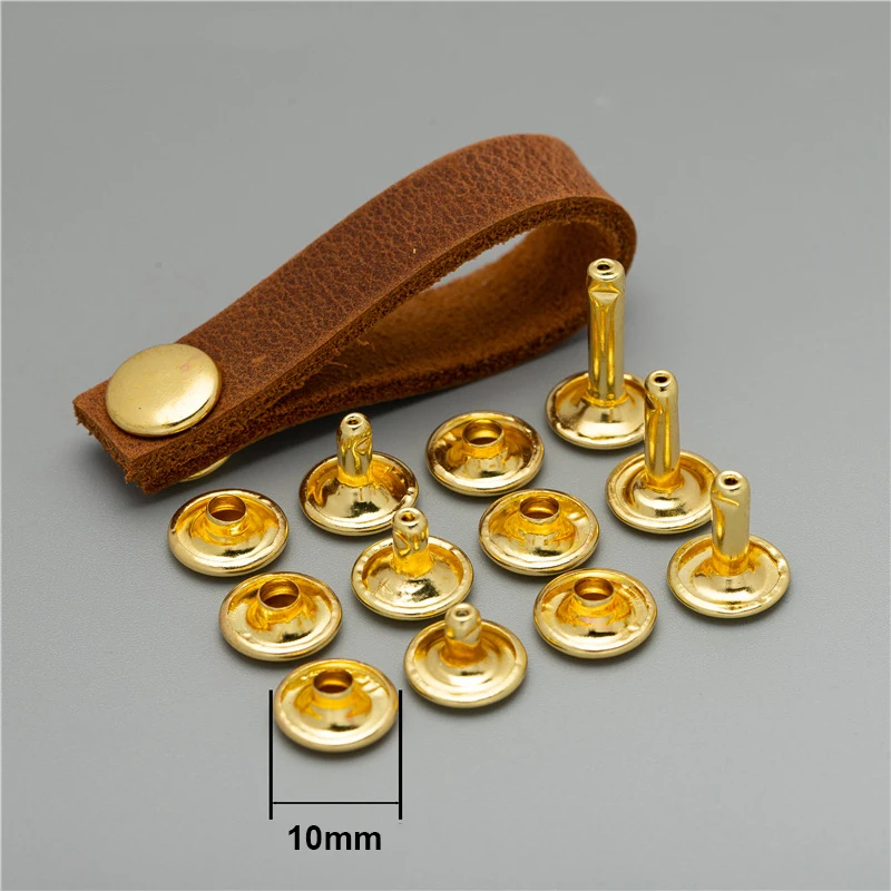 100pcs Brass Round Double Cap Rivets Stud Collision Nail Leather Craft Bag Belt Clothing Garment Shoe Decor Fastener