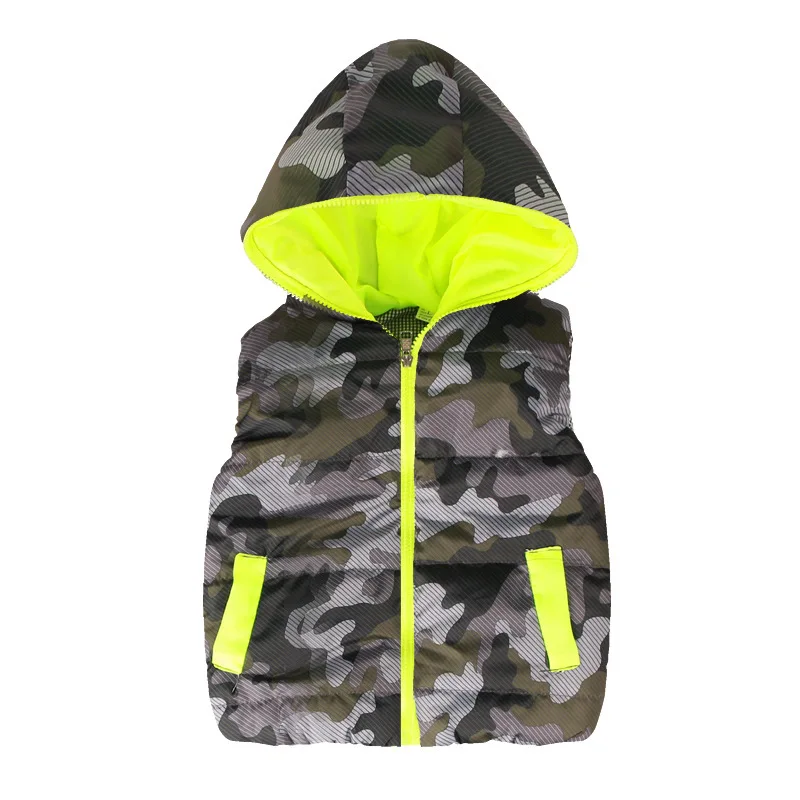 Camo Kid Boys Vest Infant Baby Sleeveless Puffer Jacket Children Hooded Waistcoat Camouflage Toddler Outwear Kids Autumn Clothes