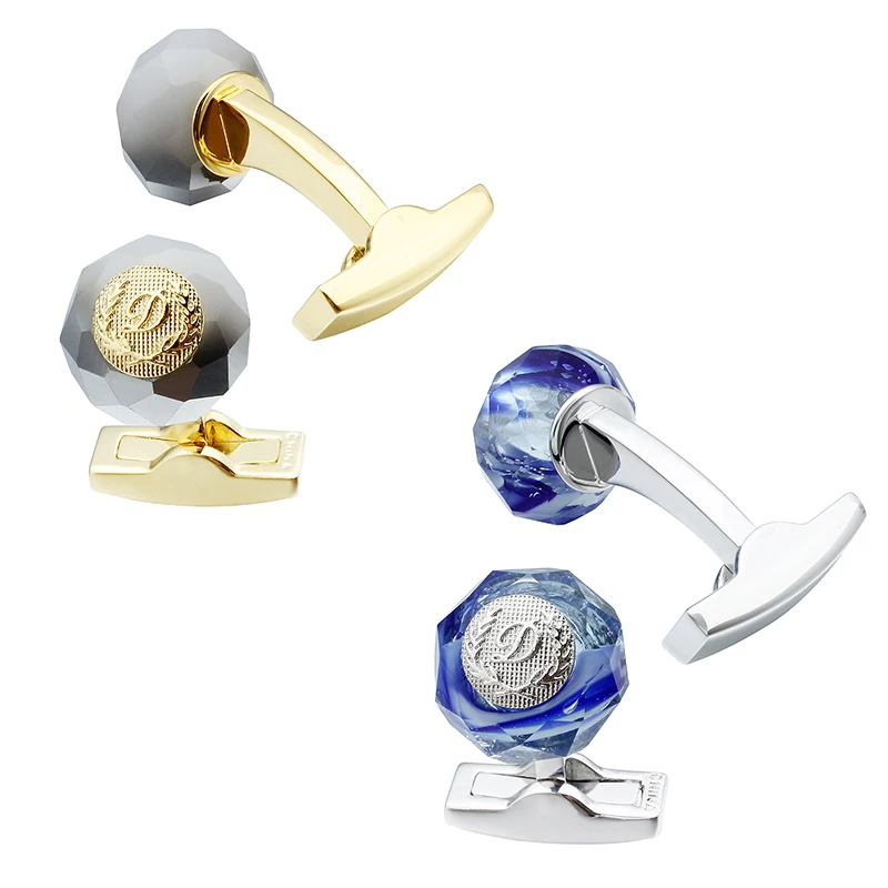 HAWSON Luxury Letter D Cufflinks 6 Colors Options Stone Cuff Links Rose Gold Color Mens Fashion Jewelry Gifts For Ceremony