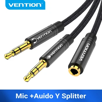 Vention adaptateur de casque séparateur Audio câble AUX 3.5mm pour ordinateur 1 femelle à 2 mâle micro séparateur en Y adaptateur casque vers PC
