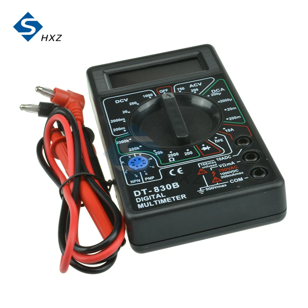 1SET DT830B LCD Digital Mini Multimeter AC/DC 750/1000V probe For Voltmeter Ammeter Ohm Tester Meter Voltage Current Multimeter