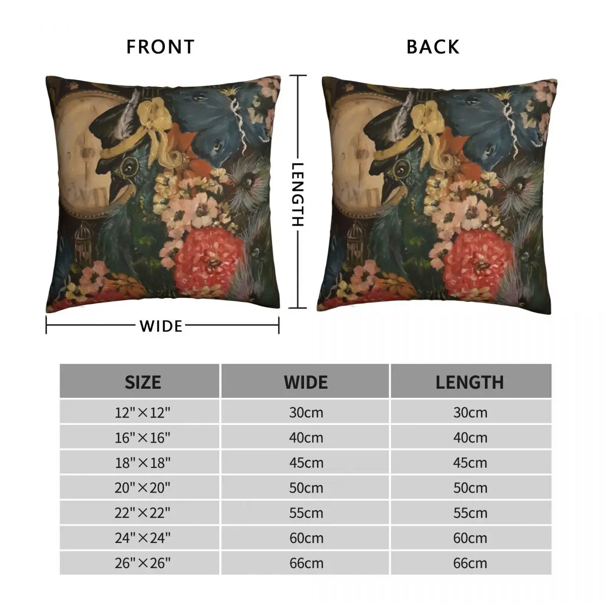 Steampunk Peacock Square Pillowcase Polyester Linen Velvet Printed Zip Decor Pillow Case Room Cushion Cover