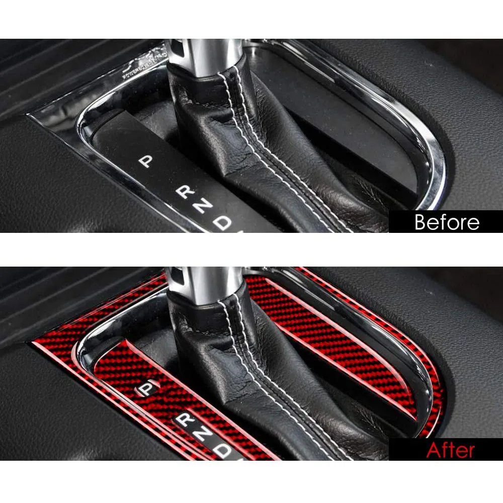 

1 Set Carbon Fiber Center Console Gears Shift Frame Cover Trim Stickers for Ford Mustang 2015 2016 2017 2018 2019