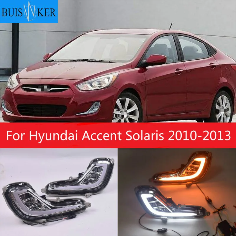 

2 pcs For Hyundai Accent Solaris 2010-2013 lamp cover daylight LED Daytime Running Light Fog Light DRL signal Lamp