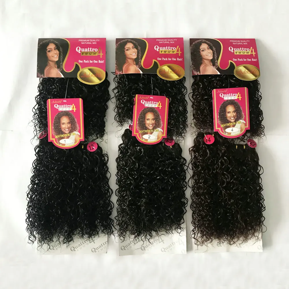 Menggemaskan Keriting Keriting Rambut Sintetis Tenun 4 Bundel/Banyak Tahan Panas Suhu Tinggi Serat Quattro Bebe Curl 4Pcs