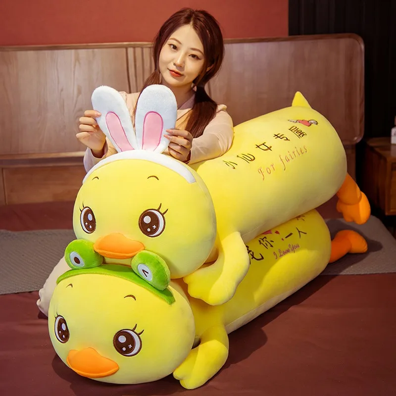 80cm/100cm Kawaii Pudding Rabbit/Frog Duck Plush Long Toy Soft Stuffed Cartoon Animal Doll Boyfriend Pillow Cushion Gift