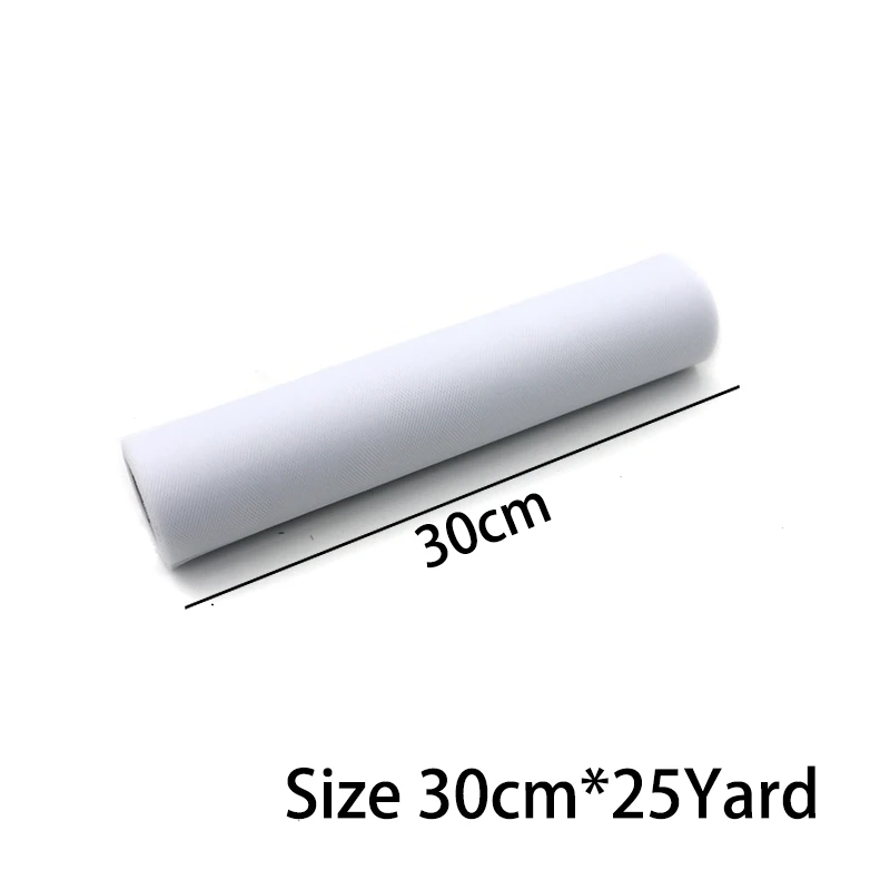 Wedding Decoration 30CM 25 Yards Tulle Roll Fabric White Organza Tulle Roll Spool for Tutu Dress Birthday Party Supplies