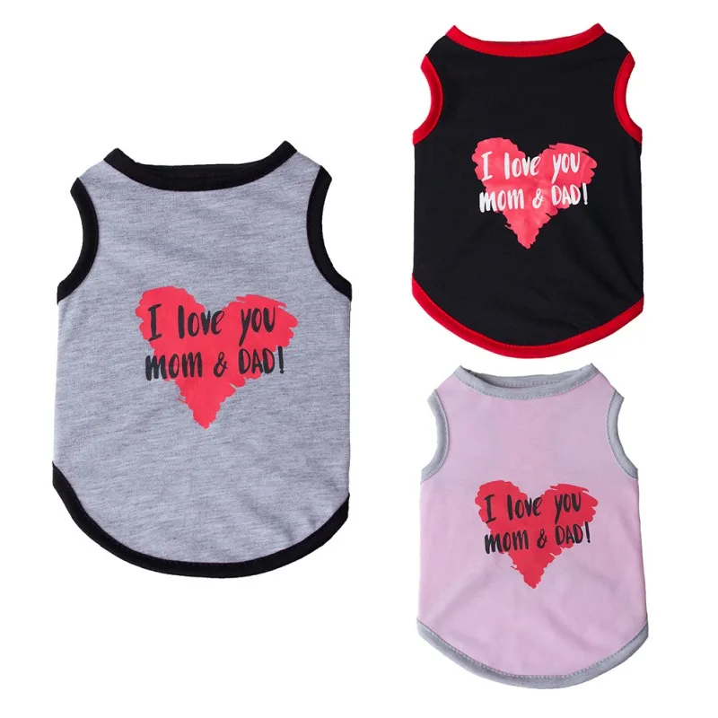 Dog Vest Summer Pet Dog Clothes I LOVE YOU MOM Print Clothing For Dogs Ropa Perro Thin Chihuahua Shirt