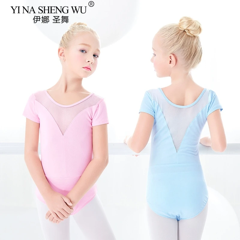 Newest Summer Girls Dance Clothes Children Gymnastics Leotard Kids Dance Ballet Underwear Practice Leotard Costumes Chiffon