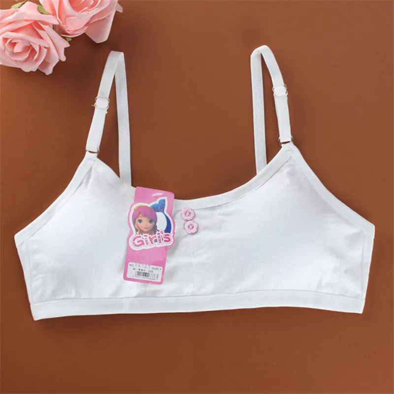 2018 Young Girls Solid Colors One-Piece Thin Lace Training Bras With Three Back Hooks