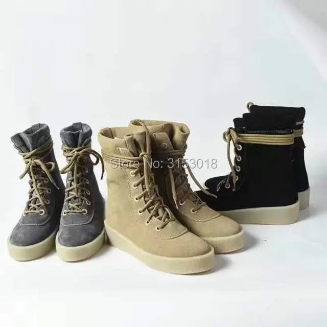 New Fashion Cow Suede Dancing Shoes Footwear Men Ankle Boots Military Crepe Boots Lace-up High Quality Shoes Thick Flat Boots