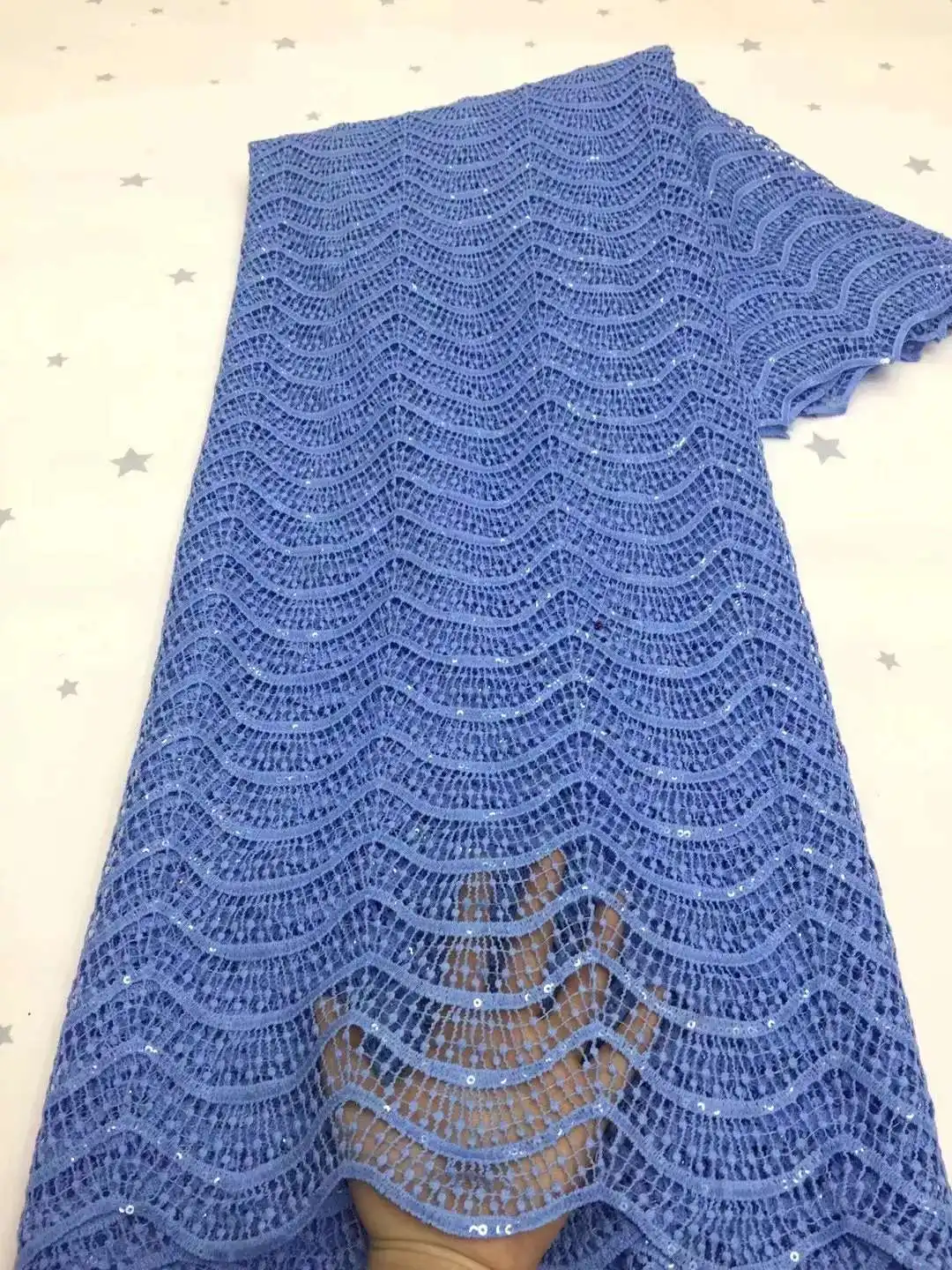 

African Guipure Mesh Lace Fabric 2021 High Quality Latest French Cord Lace Fabric With Sequins For Wedding Party Dress KXX21141