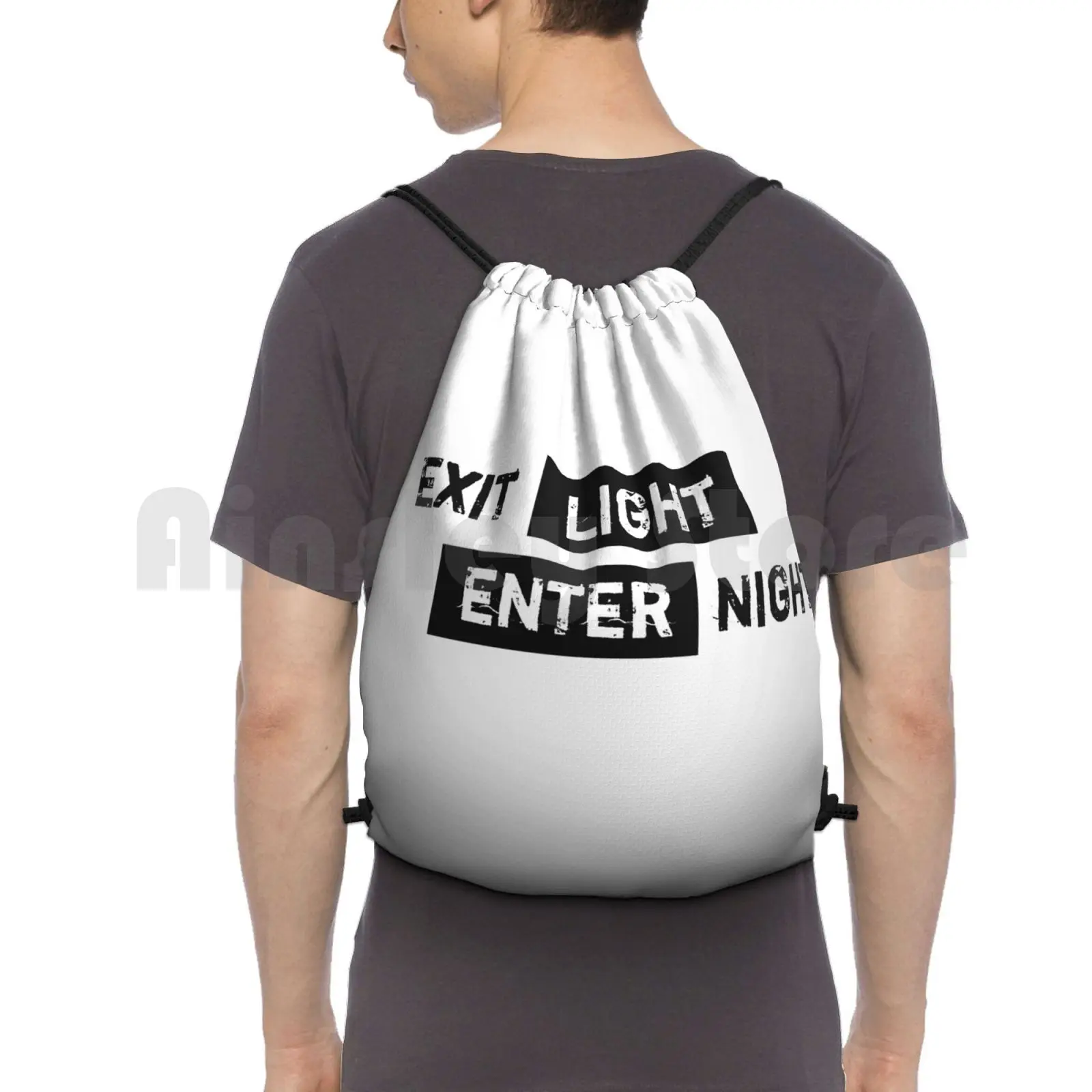 Exit Light Enter Night Backpack Drawstring Bags Gym Bag Waterproof And All Rocknroll Band Music Lyrics Sale Metal 90s