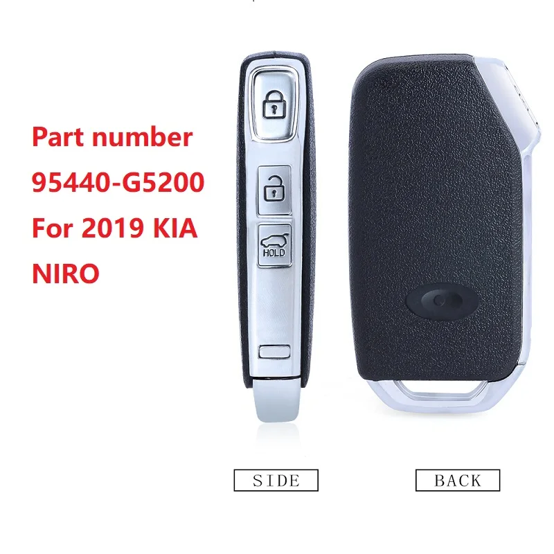 CN051102 G5200 For 2019 KIA NIRO Smart Remote Key FOB 3 Button 433MHz Part Number 95440-G5200 Keyless Go