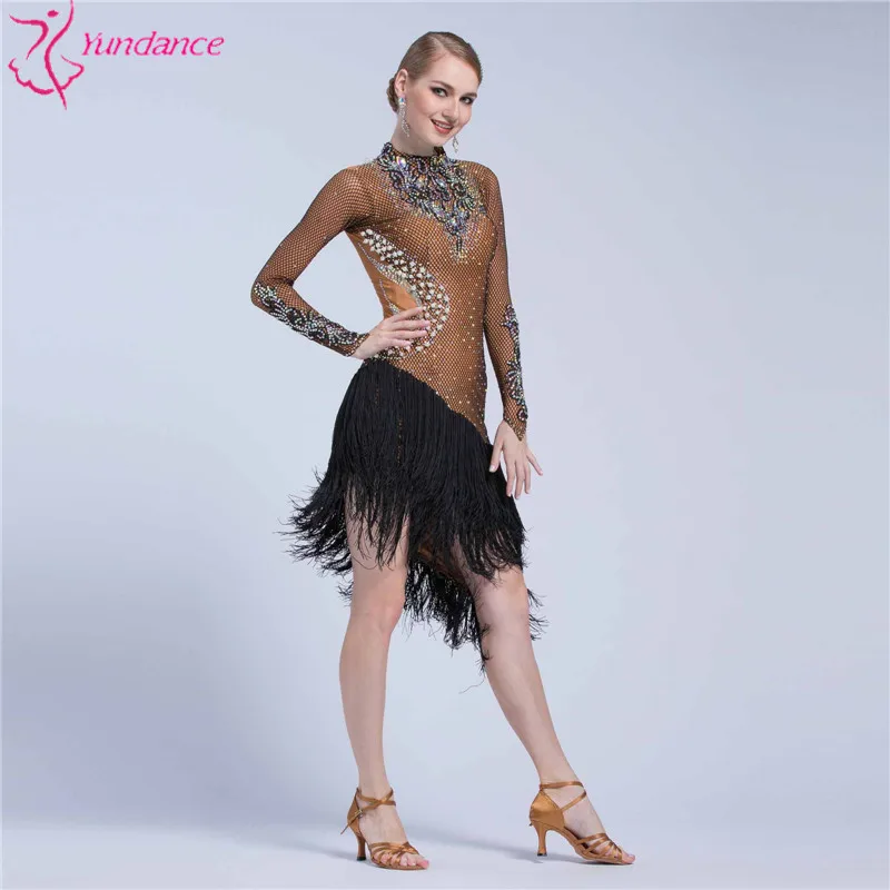 L-17152 High quality latin competition dance dress, new adult female dance dress fringe Latin dance dress for sale