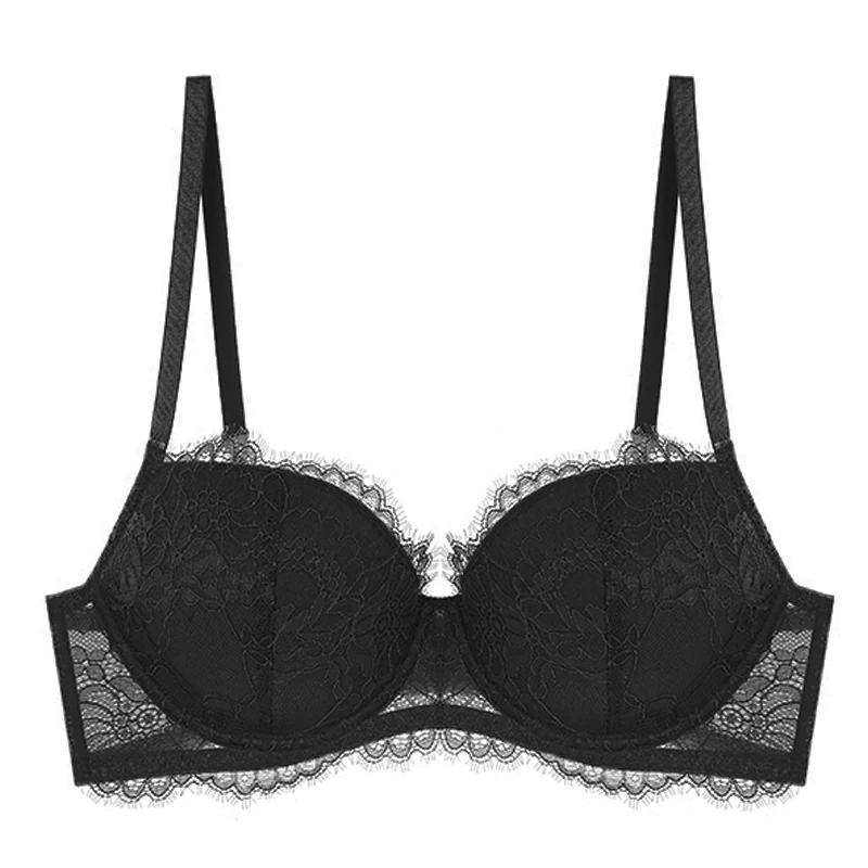 Fashion Embroidery Lace Bras For Women Plus Size Sexy Lingerie 3/4 Cup Thin Wired Push Up Top Female Underwear Brassiere A B C D