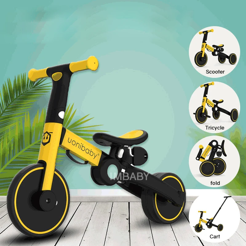 IMBABY Child Balance Bike Infant Tricycle Kick Scooter Newborn Bicycle Folding Stroller Toddler Trike Trolley Gift for 1-6Y Kids