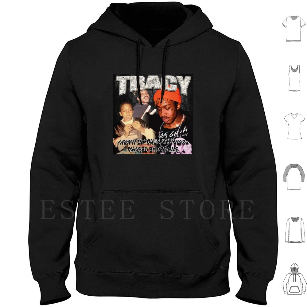 Lil Tracy I Run It Up Cause I'm Being Chased By Demons Hoodies Long Sleeve Lil Tracy Hell Boy Hellboy Lil Peep Lil