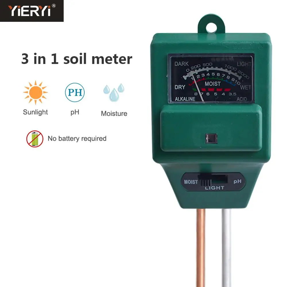 3 in 1 Plant Flowers Soil PH Tester Moisture Measuring humidity Light Meter Hydroponics Analyzer Gardening Detector Hygrometer