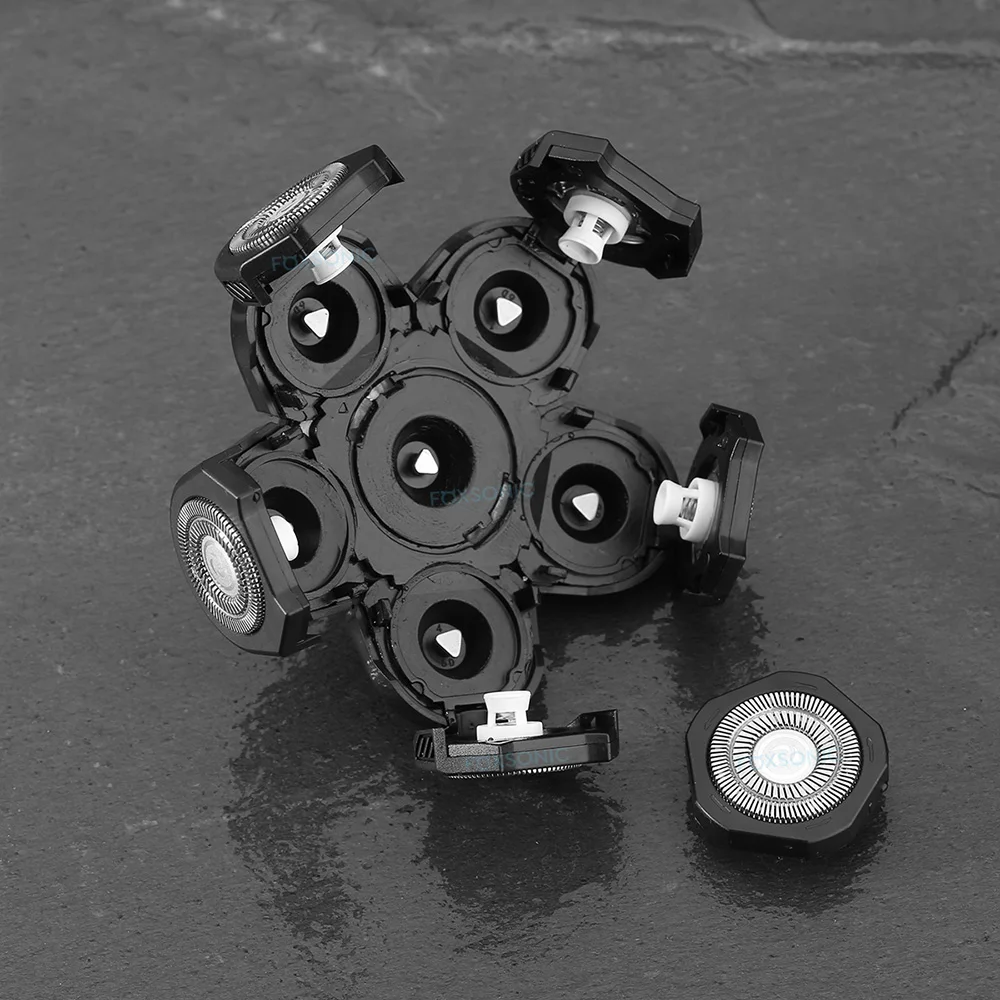 FOXSONIC 2021 Mới 6D Bàn Cạo Râu Hàng Đầu Thay Thế 6 Nổi Lưỡi Dao Thay Thế Đầu Máy Cạo Râu Cho Nam