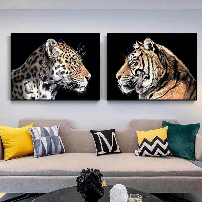 Animal Wall Art Tiger Leopard Canvas Painting Modern Popular Poster Interior Home Decoration Mural(No Frame)