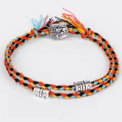 Buddha tibetano testa intrecciata amuleto filo bracciali e braccialetti per donna uomo corda fatta a mano Buddha fascino amicizia braccialetto regalo