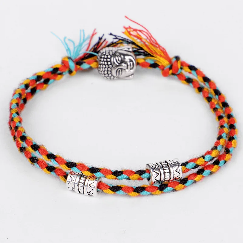 Tibetan Buddha Head Woven Amulet Thread Bracelets & Bangles For Women Men Handmade Rope Buddha Charm Friendship Bracelet Gift