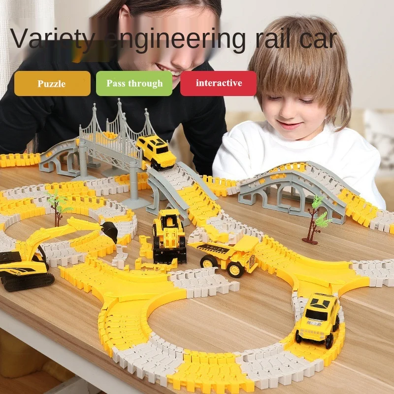 DIY Rail Track Sets Car Race Magic Brain Game Flexible Curved Creates Vehicles Toys Play Game Train Railroad for Child\'s Gifts